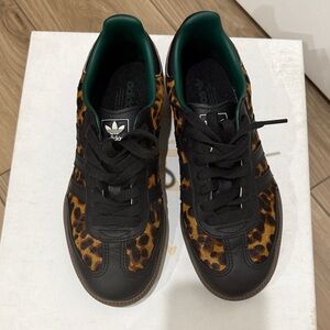 Adidas Black and Leopard Print Sneakers